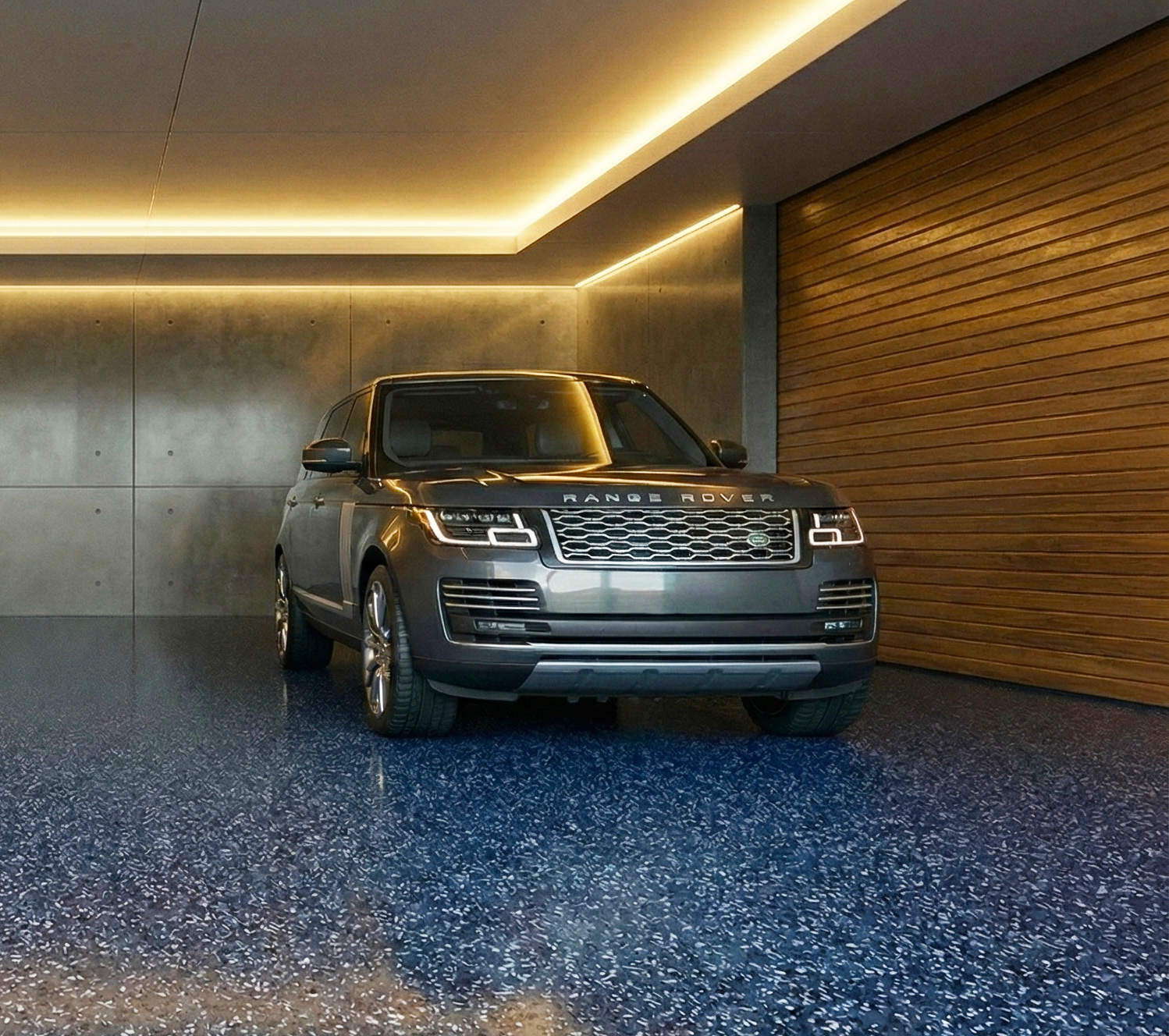 Premium rubber-surfaced garage floor